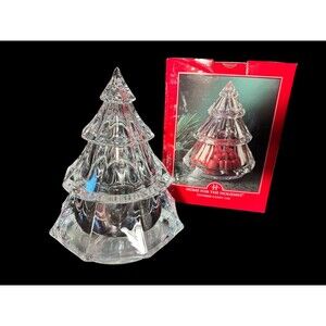 Royal Limited Crystal Clear Christmas Tree Covered Dish 24% Leaded 1999 RARE